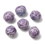 Rosenformede Porcelænsperler – Lilla (14mm) 6 stk. - Uniq Perler - 122832