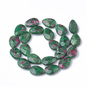 Rubin I Zoisit – Facetteret, Grøn/Lilla (18x13mm), 1 Stk - Uniq Perler - 17237372
