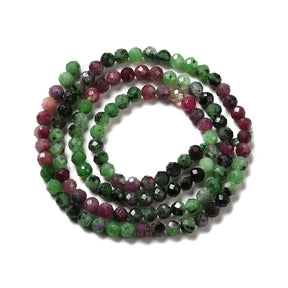 Rubin in Zoisit – Facettierter, Grüner/Lila Naturstein (4mm) - Uniq Perler - 114305