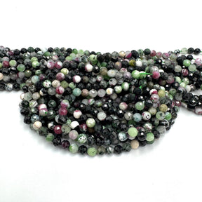 Ruby In Zoisite – Faceted, Green/Purple Natural Stone (4mm) - Uniq Perler - 114305