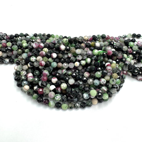 Rubin I Zoisit – Facetteret, Grøn/Lilla Natursten (4mm) - Uniq Perler - 114305