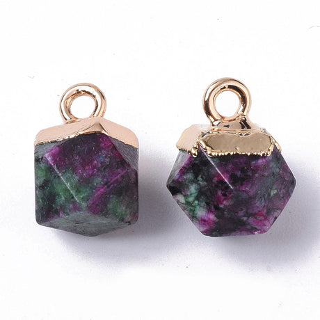 Rubin I Zoisit Vedhæng – Forgyldt Top (12x10mm) - Uniq Perler - 1111490445