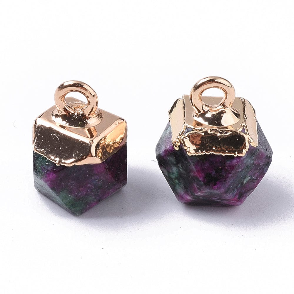 Rubin I Zoisit Vedhæng – Forgyldt Top (12x10mm) - Uniq Perler - 1111490445