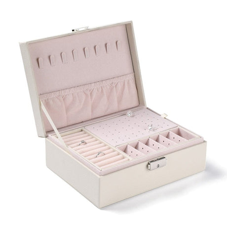 Rummeligt Hvidt Smykkeskrin med Dobbelt Lag (23x17,5x8,5cm) - Uniq Perler - 629083