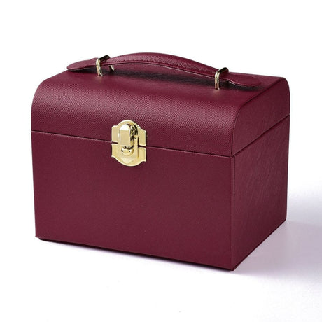 Rummeligt Smykkeskrin med Spejl og Skuffer - Bordeaux (15x12,5x12,5cm) - Uniq Perler - 0000014483