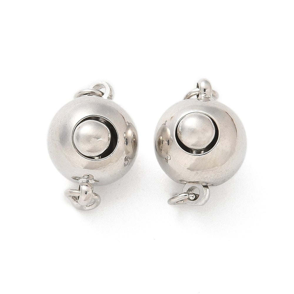 Rund Box Lås, Platin Farvet, 12x9mm - Uniq Perler - 114281