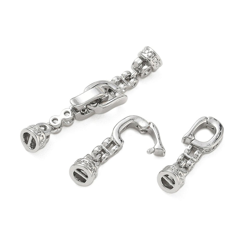 Rund Foldelås Med Zirkonia – Platinbelagt Messing (32mm) - Uniq Perler - 123029