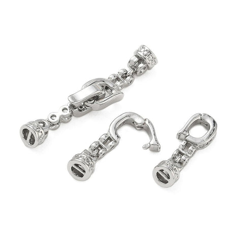 Rund Foldelås Med Zirkonia – Platinbelagt Messing (32mm) - Uniq Perler - 123029