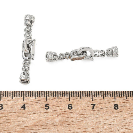 Rund Foldelås Med Zirkonia – Platinbelagt Messing (32mm) - Uniq Perler - 123029