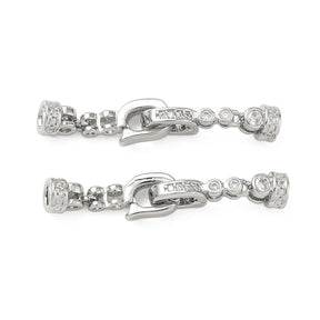 Rund Foldelås Med Zirkonia – Platinbelagt Messing (32mm) - Uniq Perler - 123029