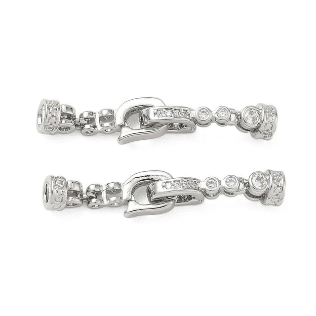 Rund Foldelås Med Zirkonia – Platinbelagt Messing (32mm) - Uniq Perler - 123029