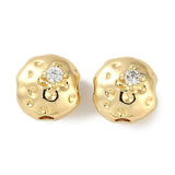 Rund Hamret Perler, 18K Forgyldt Messing, 7,5x6mm, 2 Stk. - Uniq Perler - 989810