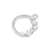 Rund Ring Vedhæng – Platinbelagt Messing Med Zirkonia (12x10x2mm) - Uniq Perler - 119106