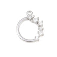 Rund Ring Vedhæng – Platinbelagt Messing Med Zirkonia (12x10x2mm) - Uniq Perler - 119106