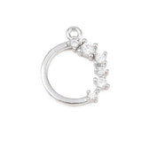 Rund Ring Vedhæng – Platinbelagt Messing Med Zirkonia (12x10x2mm) - Uniq Perler - 119106