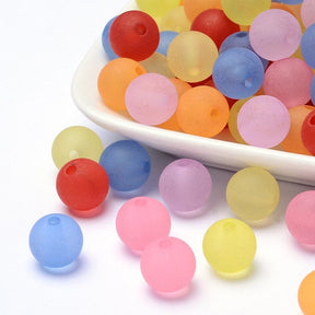 Runde Acrylperlen - Farb-Mix, Frosted (12mm) 50g - Uniq Perler - 115753