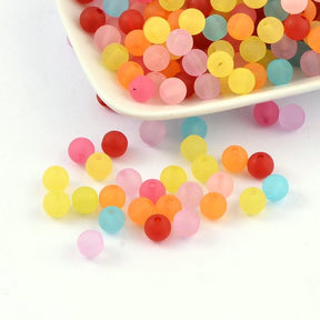 Runde Akryl Perler - Mix Farver, Frostet (8mm) 50g - Uniq Perler - 115754