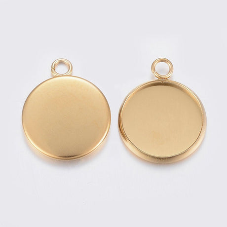 Runde Cabochon Vedhæng i Forgyldt Stål – (6mm) 6 stk. - Uniq Perler - 