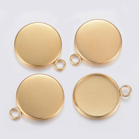 Round Cabochon Pendant in Gold-plated Steel – (6mm) 6 pcs. - Uniq Perler - 