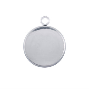 Round Cabochon Pendant in Water-resistant Steel – (20mm) 4 pcs - Uniq Perler - 