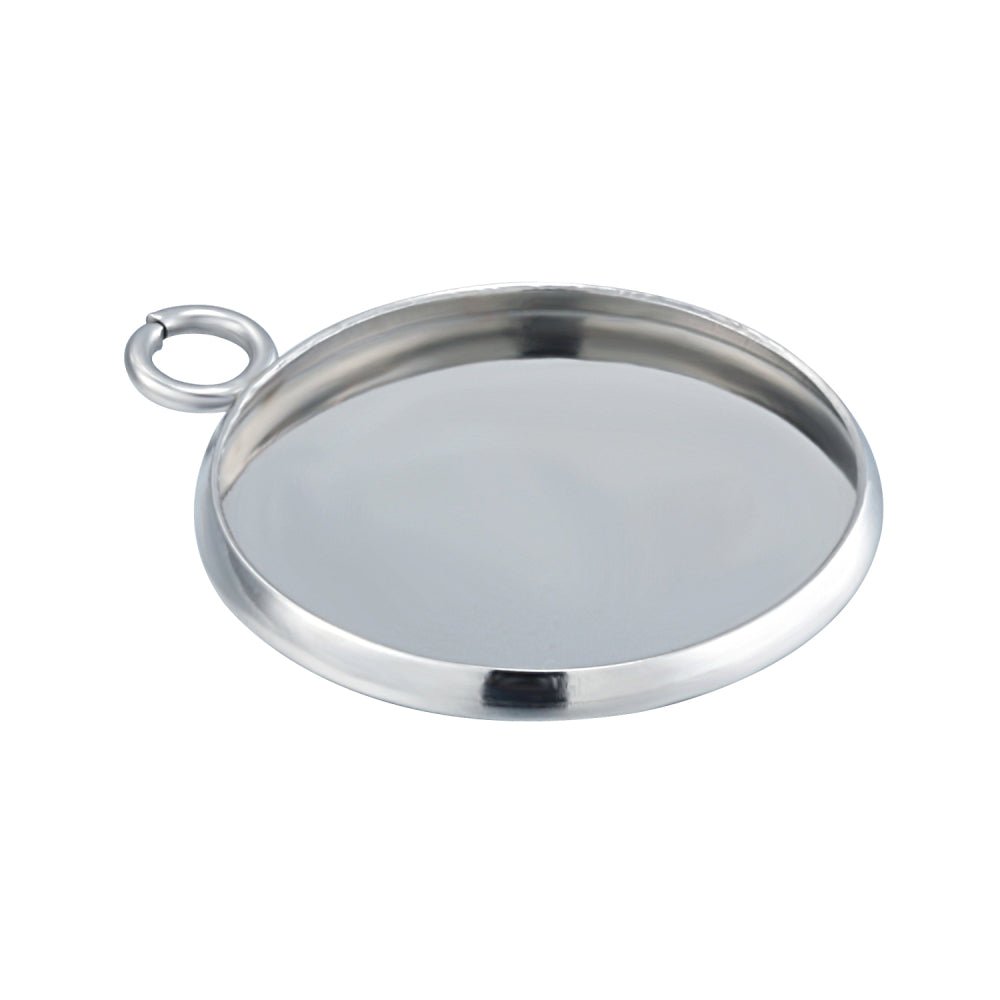 Runde Cabochon Vedhæng i Vandfast Stål – (20mm) 4 stk - Uniq Perler - 