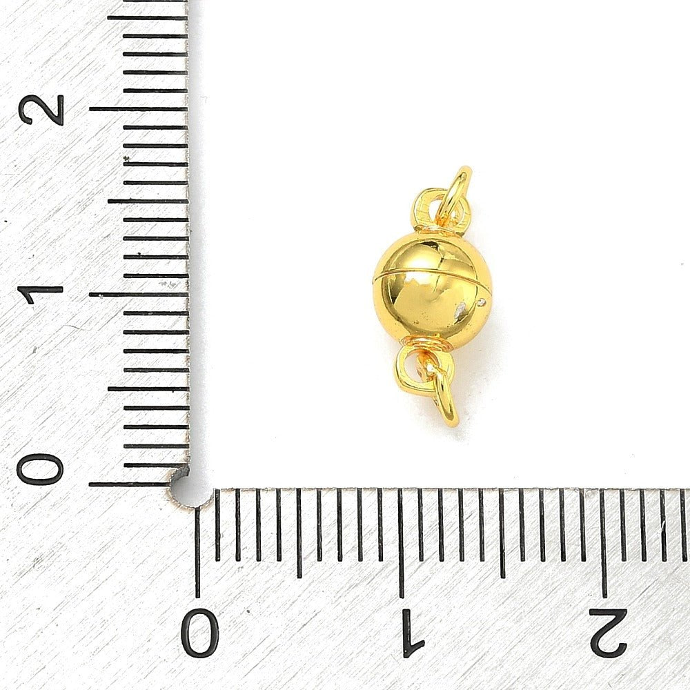 Runde Magnetlåse – Langtidsholdbar 18K Forgyldt Messing (11x6x6mm) - Uniq Perler - 119085