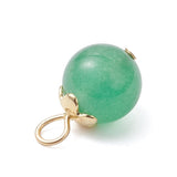 Runde Naturstens Vedhæng – Forgyldt Stål (14x8mm) 21 stk - Uniq Perler - 