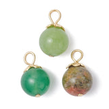 Runde Naturstens Vedhæng – Forgyldt Stål (14x8mm) 21 stk - Uniq Perler - 