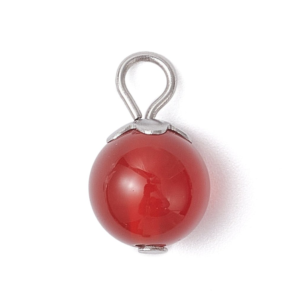 Runde Naturstens Vedhæng – Stål (14x8mm) 21 stk - Uniq Perler - 