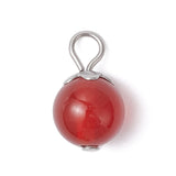 Runde Naturstens Vedhæng – Stål (14x8mm) 21 stk - Uniq Perler - 