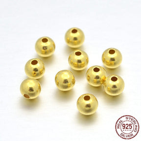 Round Beads – 18K Gold-plated 925 Sterling Silver (2mm, 50 pcs) - Uniq Perler - 111149