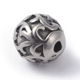 Runde Perler i Stål – Blomster Mønster, Antik Forsølvet (9,5mm) - Uniq Perler - 116007