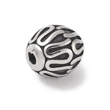 Runde Perler i Stål – Tibetansk Mønster, Antik Sølv (9,5mm) - Uniq Perler - 116008