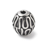 Runde Perler i Stål – Tibetansk Mønster, Antik Sølv (9,5mm) - Uniq Perler - 116008