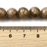 Runde Striped Stenperler – Farvet Coffee (8mm, Streng) - Uniq Perler - 116121