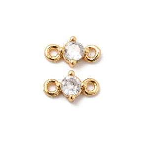 Rundt Mellemled – Zirkonia 18K Forgyldt (8mm, 2 stk) - Uniq Perler - 117688