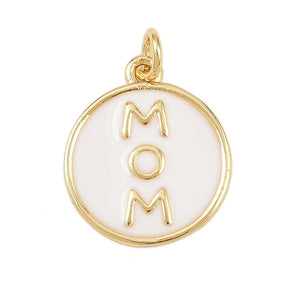 Rundt MOM Vedhæng – Emalje 18K Forgyldt Langtidsholdbar (16.5mm) - Uniq Perler - 117660
