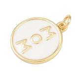 Rundt MOM Vedhæng – Emalje 18K Forgyldt Langtidsholdbar (16.5mm) - Uniq Perler - 117660