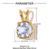 Rundt Vedhæng i Vandfast Forgyldt Stål – Zirkonia (11x6mm, 1 stk.) - Uniq Perler - 117424