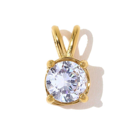 Rund Anhänger aus wasserdichtem Vergoldet Stahl – Zirkonia (11x6mm, 1 Stück) - Uniq Perler - 117424