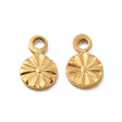Round Pendant With Pattern, 18K Gold-plated Steel, 7x4.5mm, (6 Pcs) - Uniq Perler - 374252