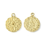 Rundt Vedhæng Med Struktur Og Rhinsten, 14K Forgyldt Stål, (14,5x11,5mm) - Uniq Perler - 1111490376