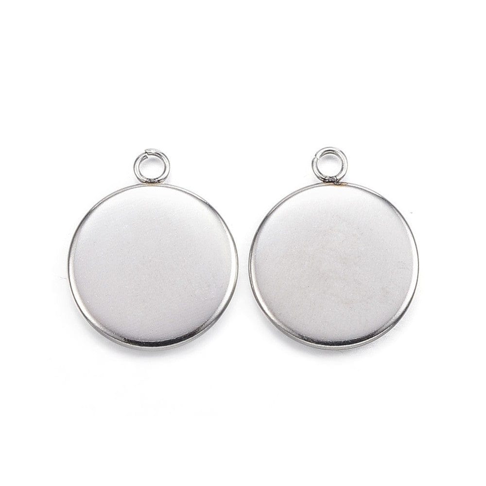 Rundt Vedhæng Til Cabochon – Vandfast Stål (13x16mm) 8 stk - Uniq Perler - 114977