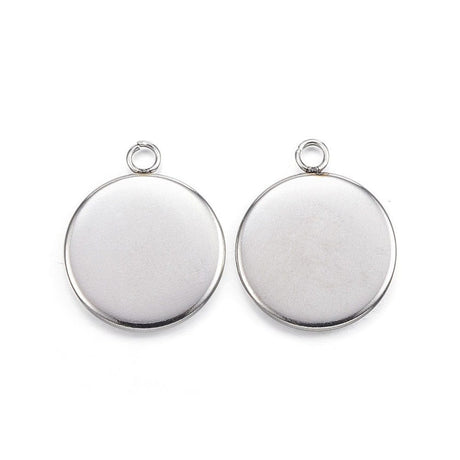 Rundt Vedhæng Til Cabochon – Vandfast Stål (13x16mm) 8 stk - Uniq Perler - 114977