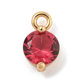 Round Zirconia Pendant, Cerise, 8.5x5mm, 2 pcs. - Uniq Perler - 113786