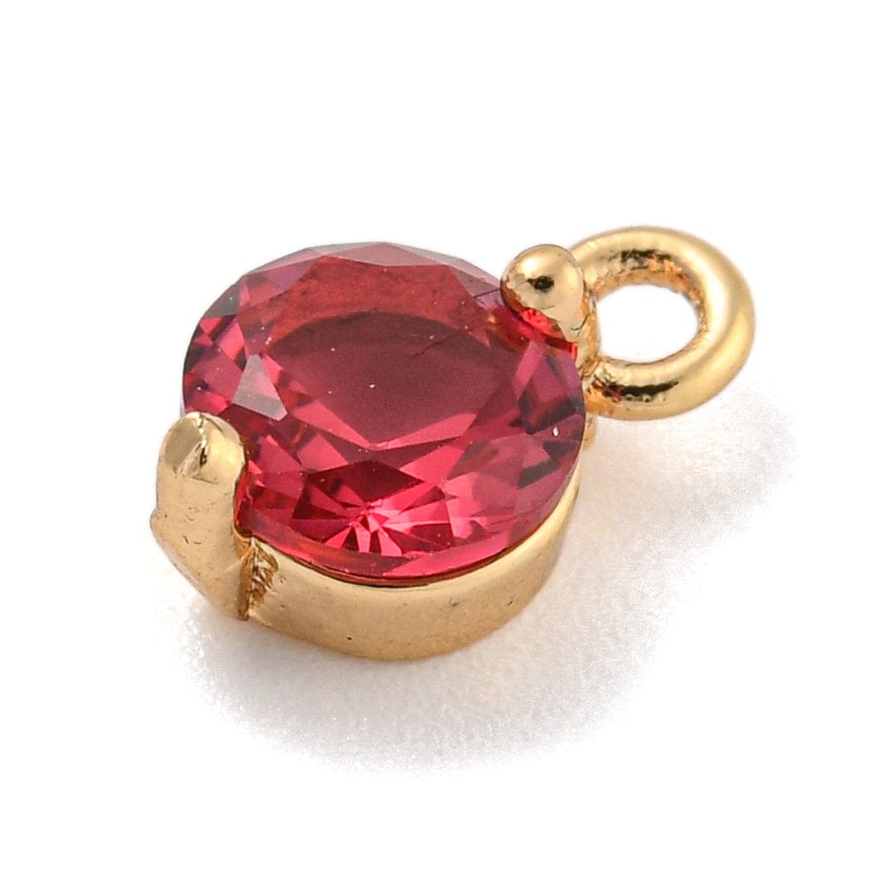 Rundt Zirkonia Vedhæng, Cerise, 8,5x5mm, 2 stk. - Uniq Perler - 113786