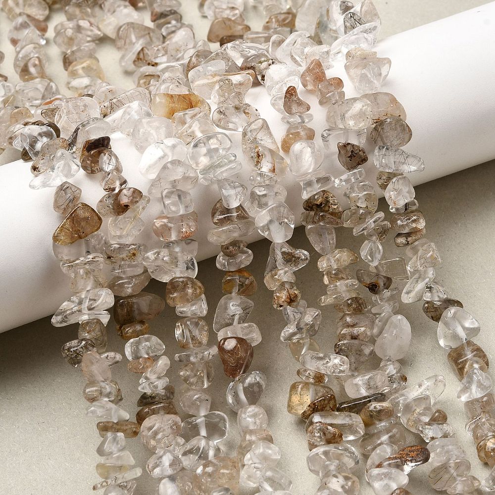 Rutileret Chips Kvarts – Klar (2 - 15mm) - Uniq Perler - 