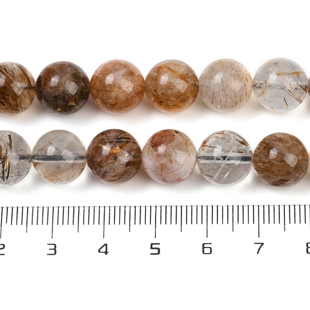 Rutileret kvarts – Sort Guld Rutileret, Runde (10mm) - Uniq Perler - 