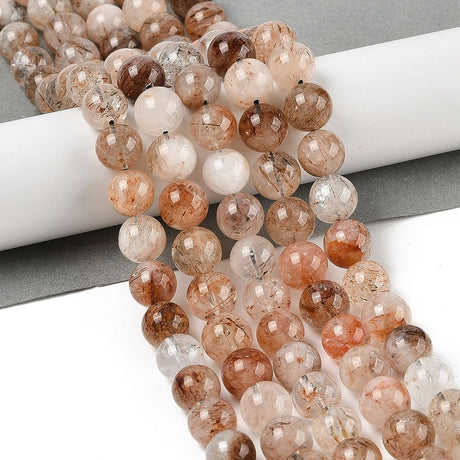 Rutileret kvarts – Sort Guld Rutileret, Runde (10mm) - Uniq Perler - 