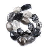 Rutilleret Kvarts – Sort, Oval (13 - 20x23 - 27mm) - Uniq Perler - 115242